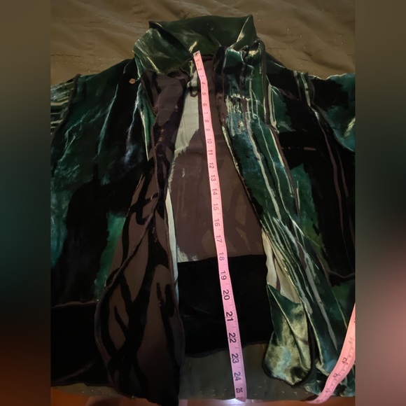 EGO ORIGINALS ART-T0-WEAR  SILK Velvet KIMONO Cardigan Green Black High Fashion - Picture 3 of 12